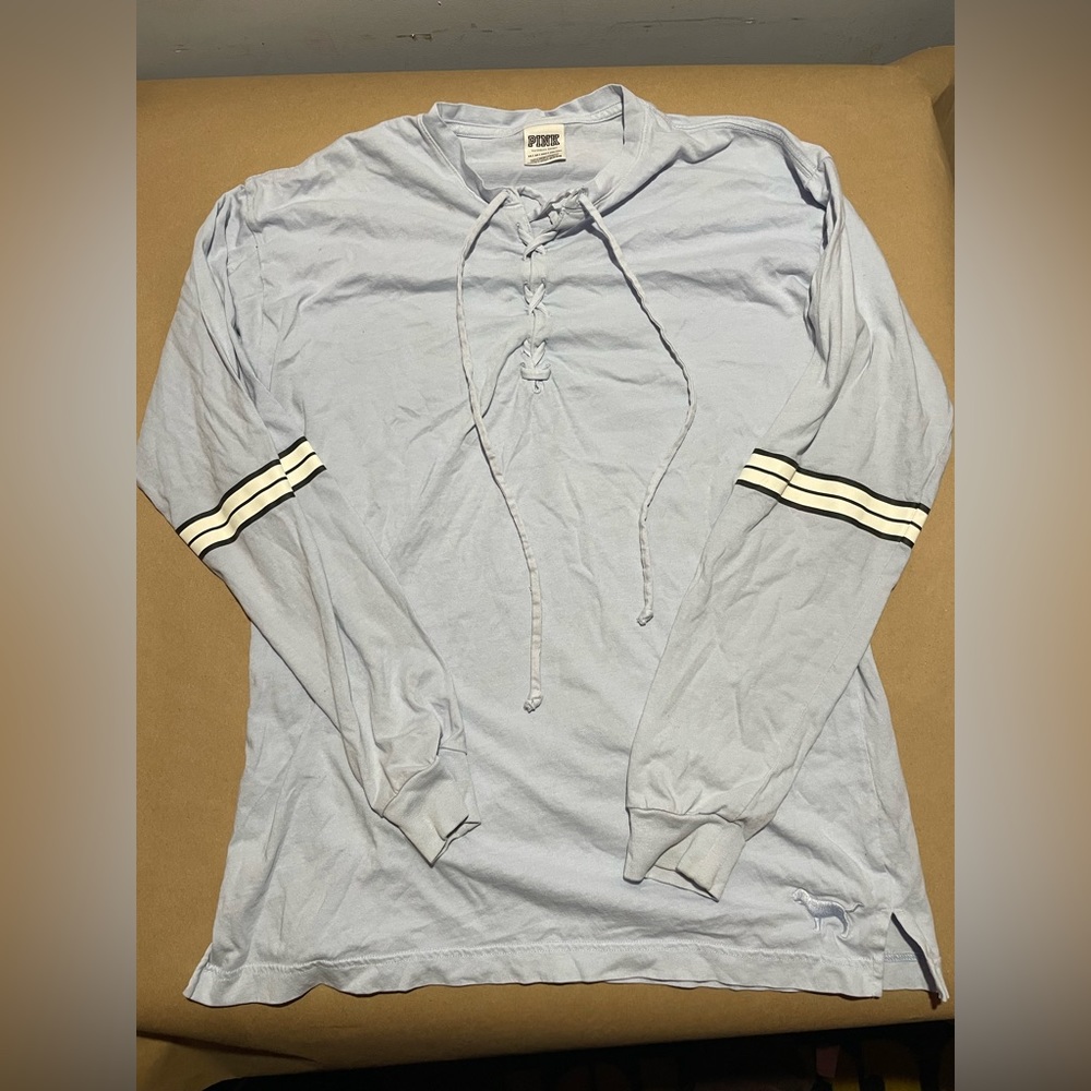 PINK Victoria’s Secret blue long sleeve shirt size XS